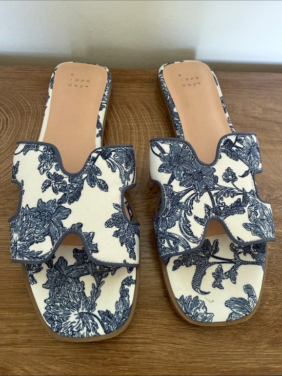 a new day Shoes - a new day Navy Floral Slide Sandals